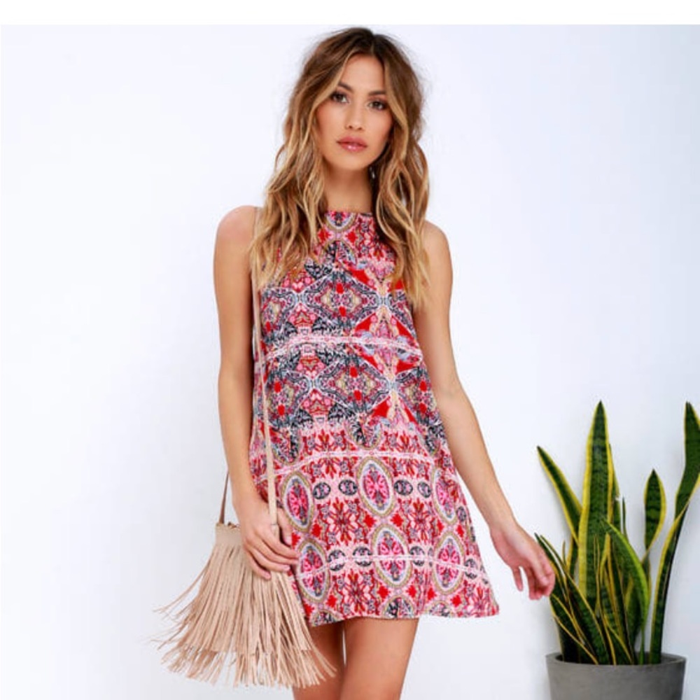Lulu’s Red Print Swing Dress